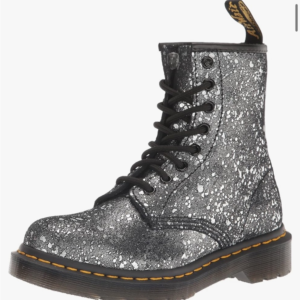 Dr. Martens Women's 1460 8 Eye Boot Fashion, Black Metallic Paint
